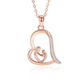 Hot Selling Heart Shape Zircon Pendant Necklace Fashion 925 Sterling Silver Heart Hug Necklace Jewelry for Mothers Day Gifts