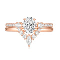 Somen 1.5CT Copper Ring Oval Cut Cubic Zirconia Women Wedding Band Bridal Ring Sets Curved Stackable Rings Size 4-11