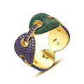 JINSE Cool Kpop Men Hip-Pop Ring Connective BowKnot Rings Four Color Zircon Setting for Man and Women Wholesale