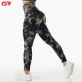 Custom Logo Seamless Butt Lifting Yoga Leggings Tie Dye High Waisted Women's Fitness Apparel Athletic Workout Leggings Solid