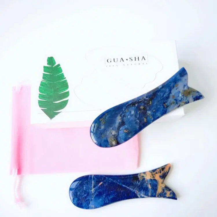 2026 New Design Natural Gemstone Scraper Bian Stone Guasha Massage Scraping Tools Sodalite Gua Sha Massager skin care & tools