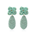 2020 New Personalized Light Green Hand-woven Flower Shape w Bead Earrings Exaggerated Retro Female Earrings