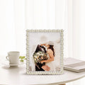 8x10 Picture Frame with Pearl and Crystal Decor for Wedding Photo Metal Photo Frame for Wedding Gifts