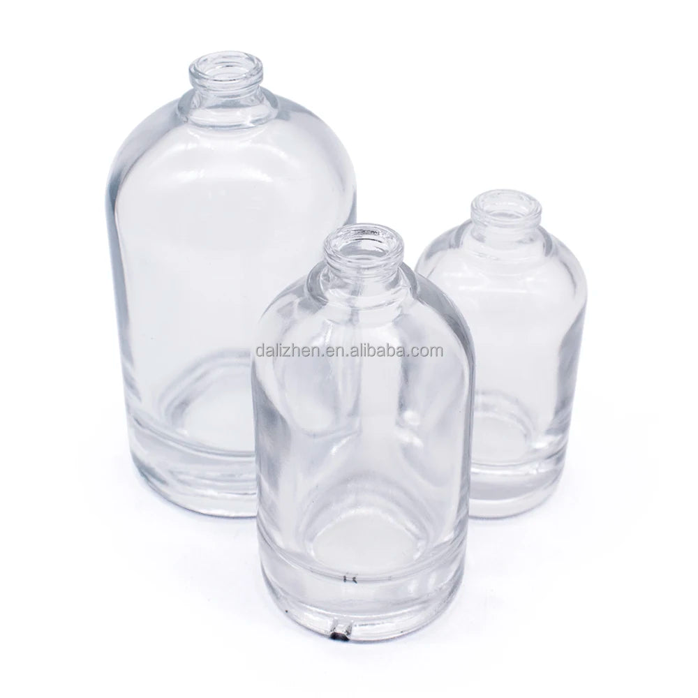 30ml 50ml 100ml Round Cosmetic Transparent Essential Spray Glass Bottles Black Refillable Perfume