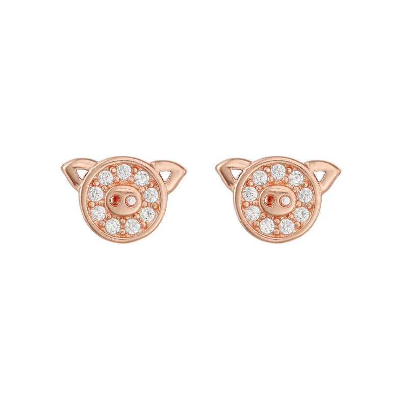 925 Sterling Silver Splicing Cute Animal Stud Earrings For Women Casual Style Girl Earings Personality Sterling-silver-jewelry