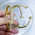 Trendy Multi Luxury Design Jewelry Nail Bangles&bracelets for Women Adjustable Zirconia Nail Bangles
