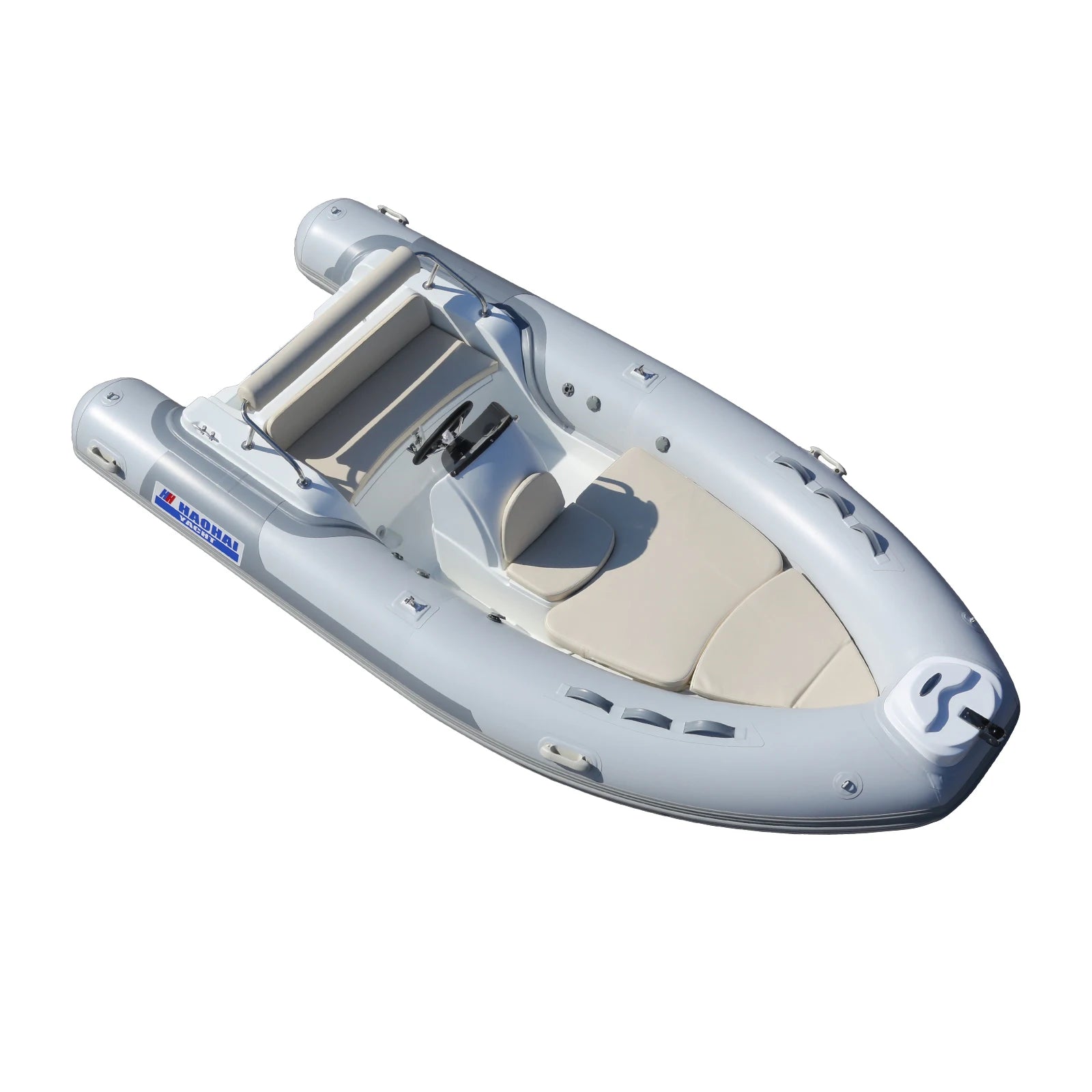14.1FT 4.3m Fast Speed Fiberglass Inflatable Fishing Rib Boat with Outboard Engine Front Cabin Rowing Features