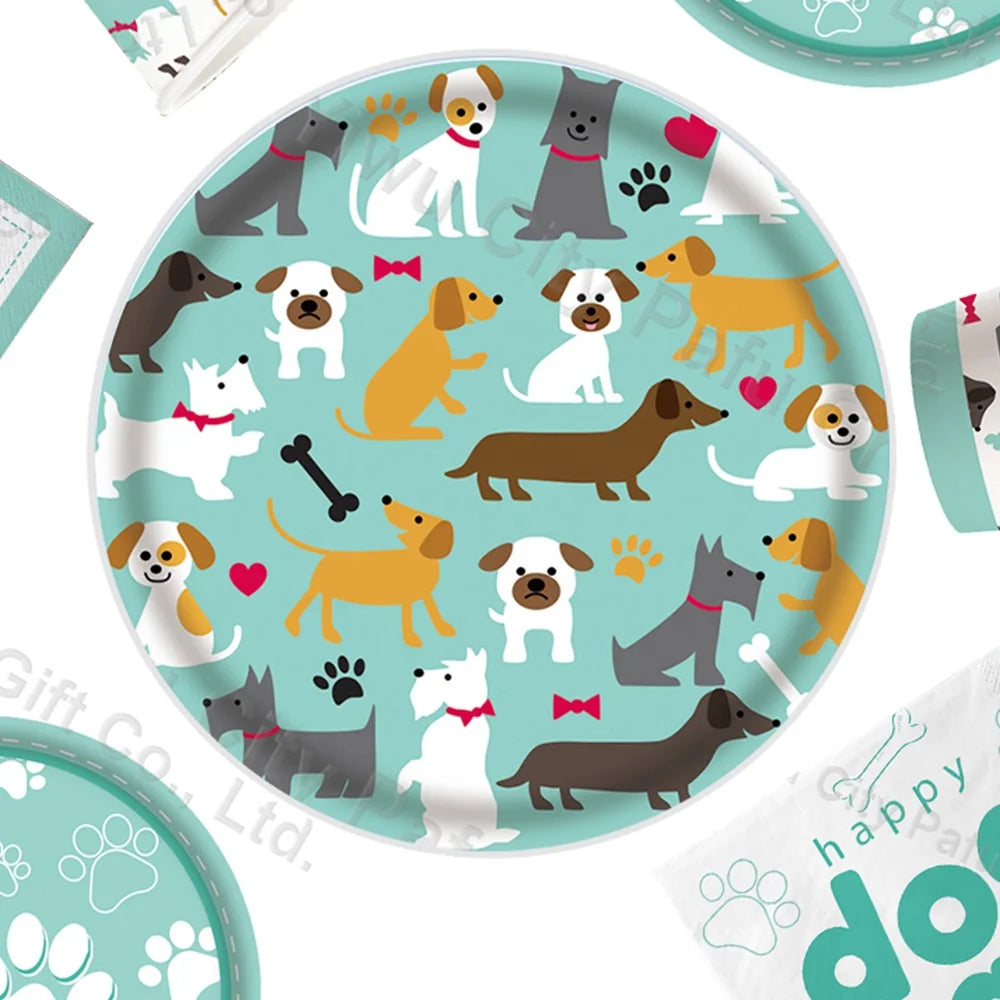Dog Themed Birthday Party Decorations Dog Party Supplies Bundle Paper Plates Dog Birthday Party Disposable Plates