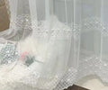 Factory Supplies New Relief Style Lace Embroidery Transparent Shiny Voile Fabric Tulle Curtains