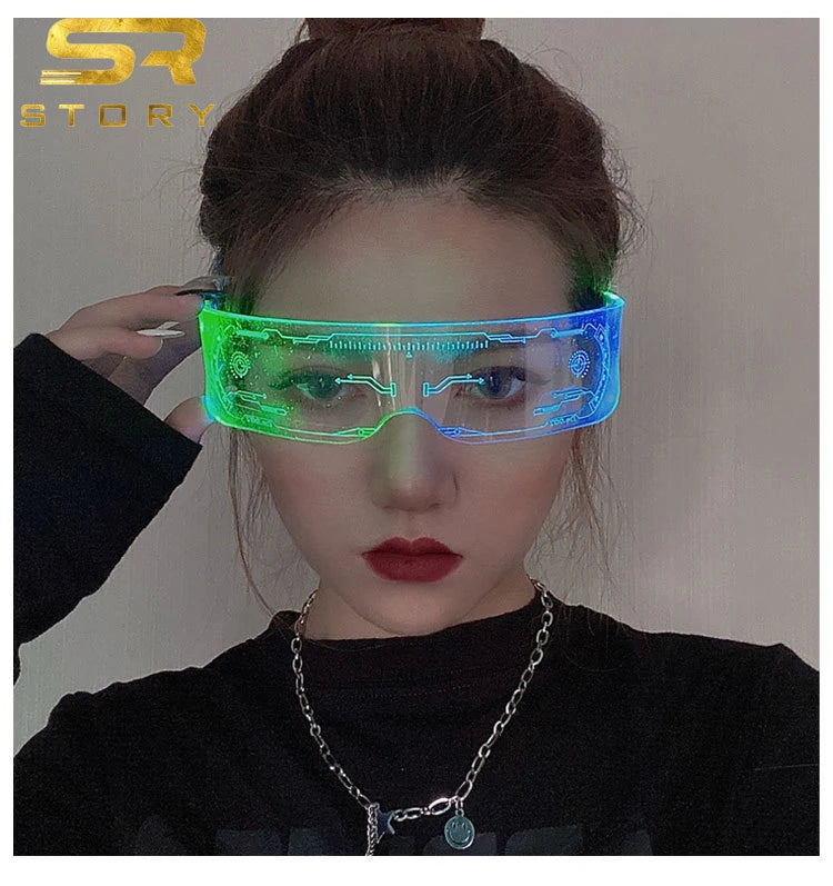 STORY MG1011 7 Colors and 5 Modes Luminous Eyewear Led Glasses Light up Glasses Led Visor Sunglasses for Cosplay Party