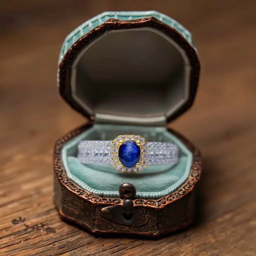 Factory Wholesale 925 Silver High-quality Natural Sapphire Rings Mexican Bridal Jewelry