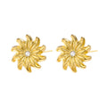 Wholesale New Stainless Steel Sunflower Earrings Micro Inlaid Zircon Fashion Flower Stud Earrings