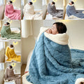 Winter Microfiber Frazada Sherpa Fleece Throw Fluffy Geometric Jacquard Coral Flannel Blanket