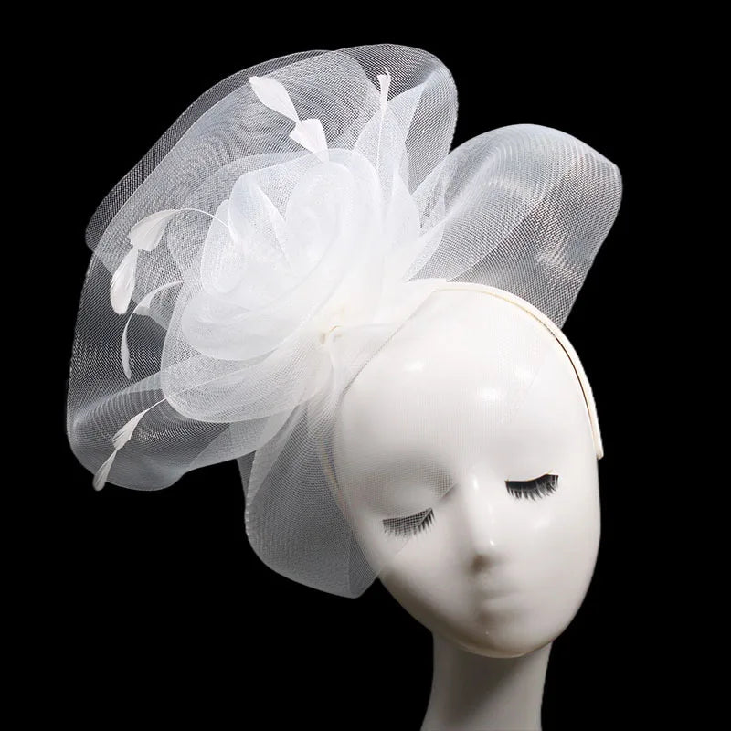 Factory Wholesale Fashion Bridal Hair Fascinator Headband with Sinamay Material for Weddings Party Beach & Outdoor Use