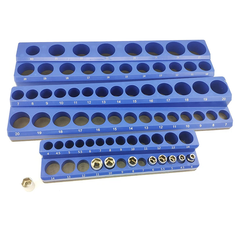 SAE Metric 1/4 In 3/8 In 1/2 in Drive Magnetic Socket Holder Magnetic Socket Organizer Tool Tray Set