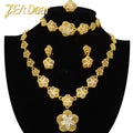Gold Earrings Ring Necklace Ethiopian Dubai Wedding Bridesmaid Gift Bride Dubai Gold Jewelry Sets for Women Sets