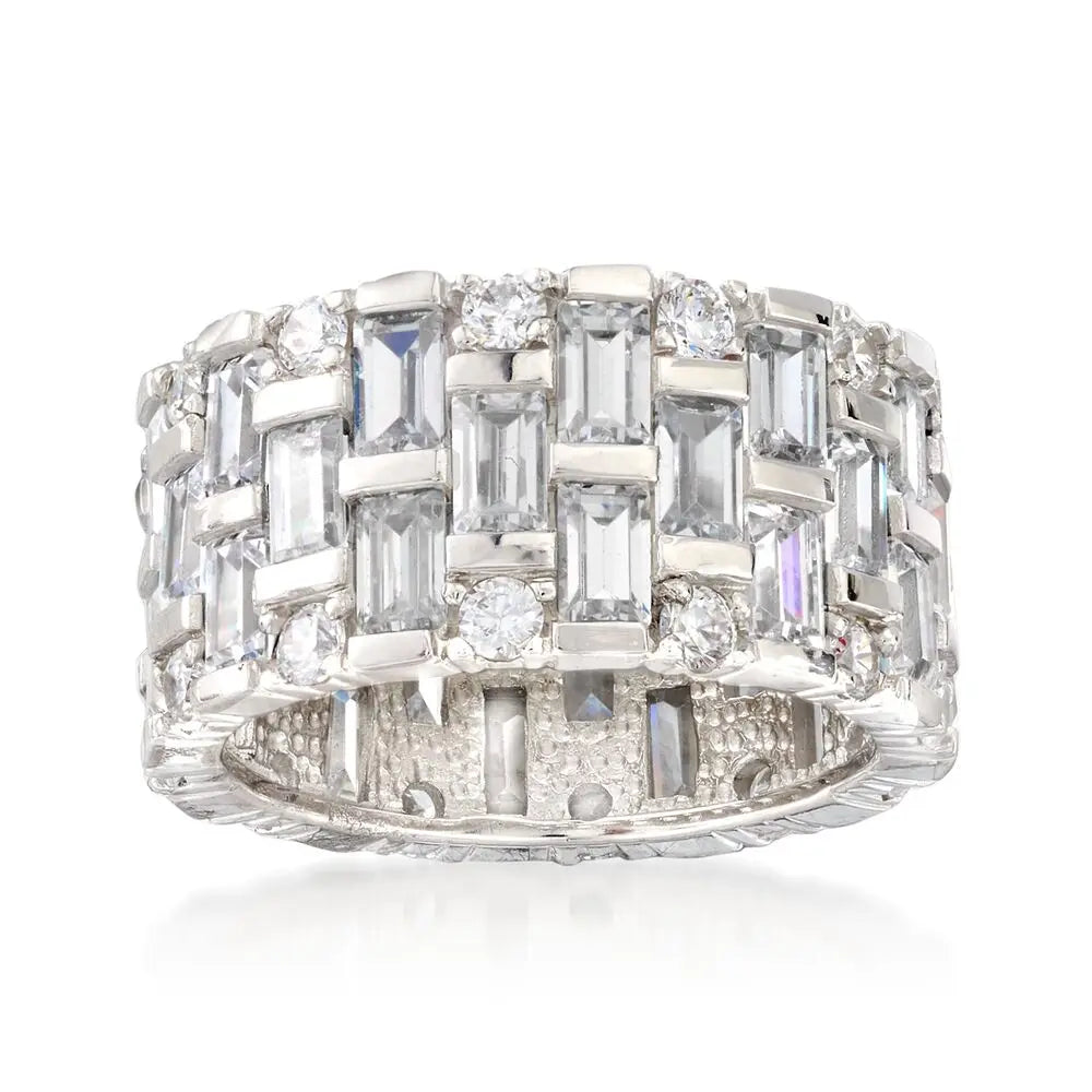 CAOSHI Full Circle Inlaid Rectangle Zircon Rings Lady Luxury Low MOQ Wholesale Price Silver Coating Women Infinity Ring