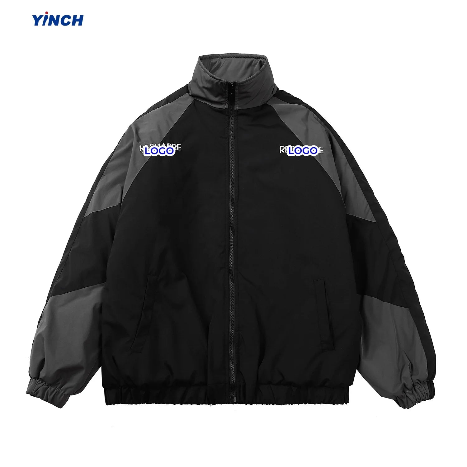 For Custom Canvas Spring Jacket Patchwork Stand Collar Windbreaker Unisex Zip up Sweatshirt Hip Hop Y2k Clothes