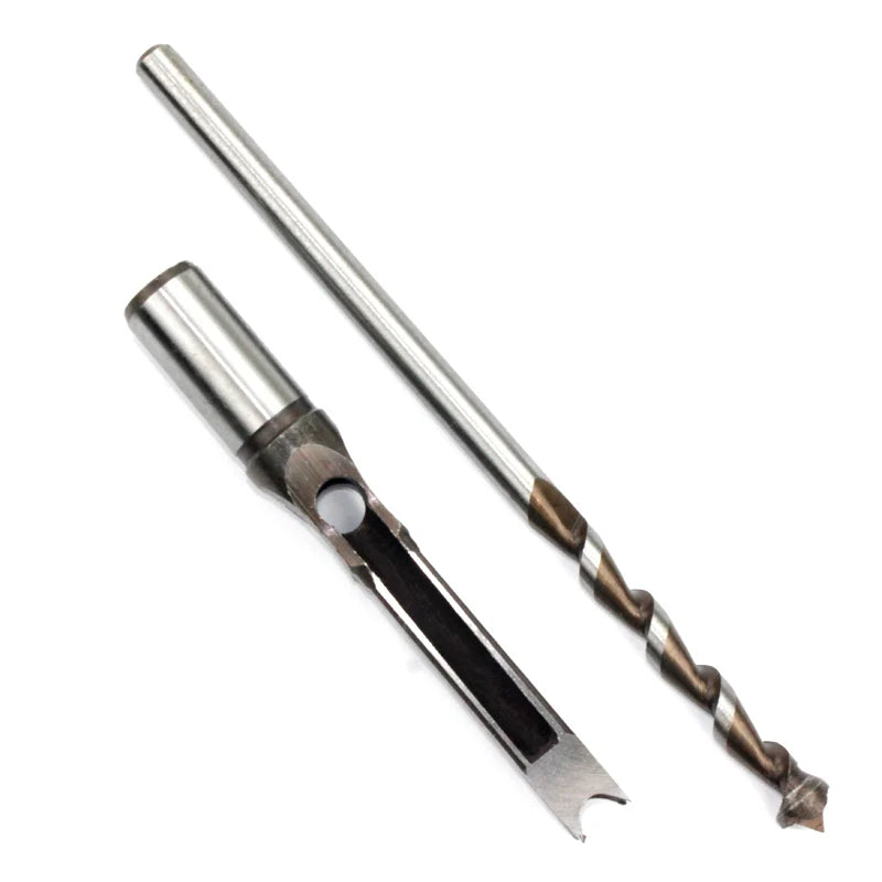 6PCS HSS Twist Drill Bits Square Auger Mortising Chisel Drill Set Square Hole Woodworking Drill Tools Kit Set Extended Saw BH01