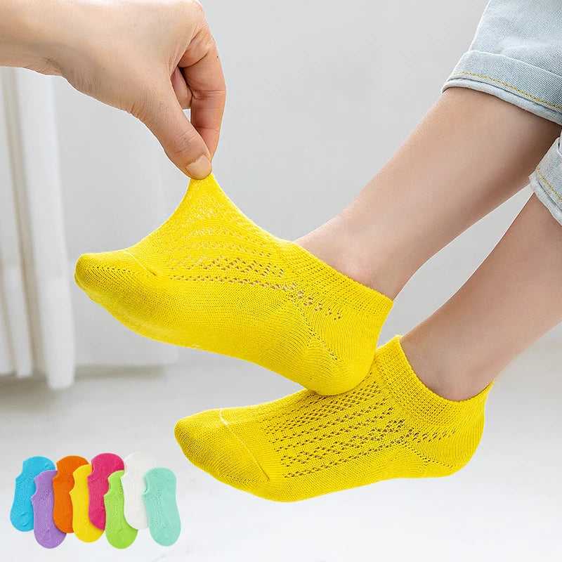 Children's Invisible Boat Socks Silicone Anti-drop Heel Socks Summer Thin Cotton Multi-color Mesh Breathable Boys and Girls Sock