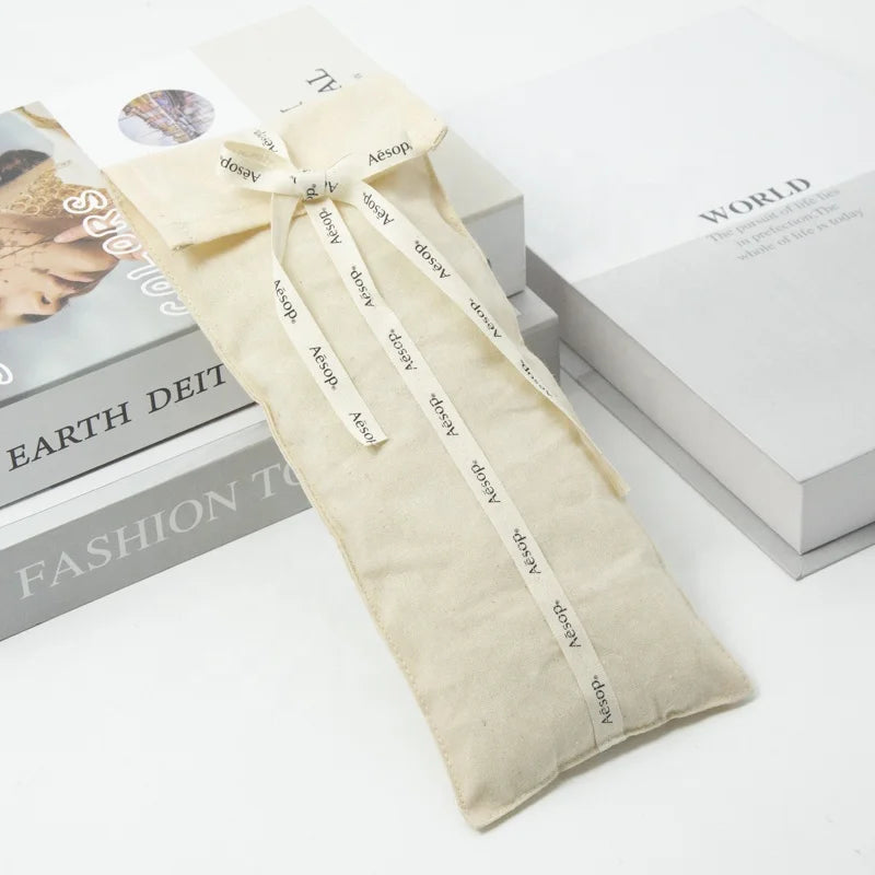 Custom Logo Printed Cotton Canvas Pillow Pouch Bag Recyclable Underwear Shoe and Clothing Packing with Flap for Socks