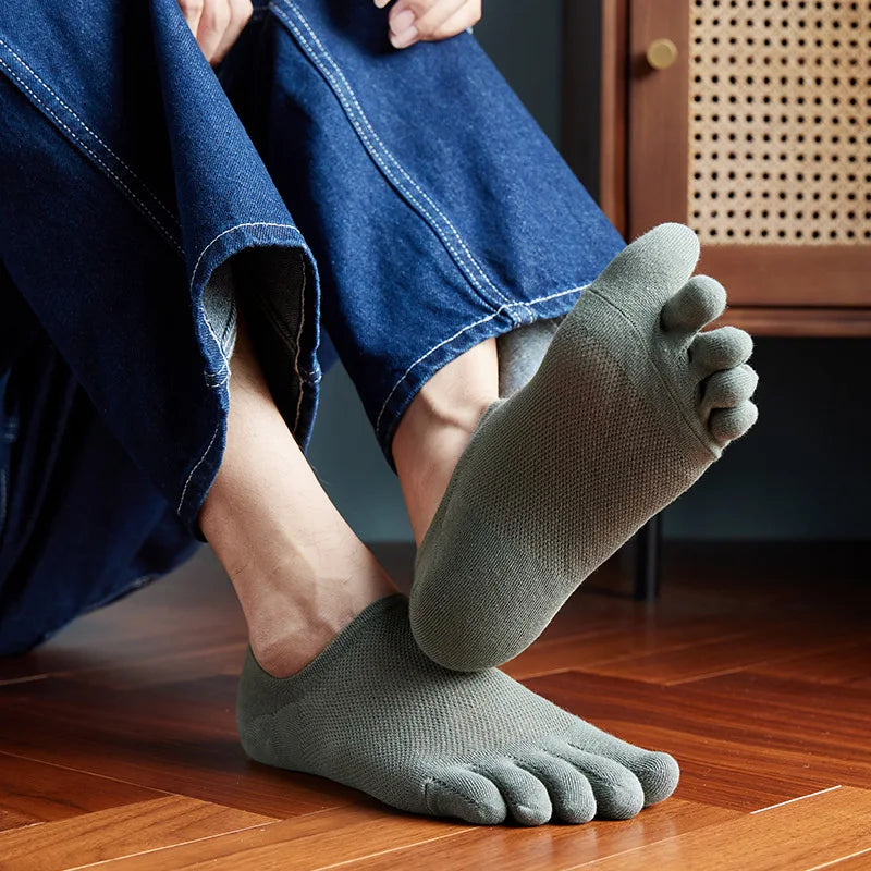 Men's Summer Comfortable Breathable 5 Toes Mesh Polyester Ankle Socks Disposable Woven Technique