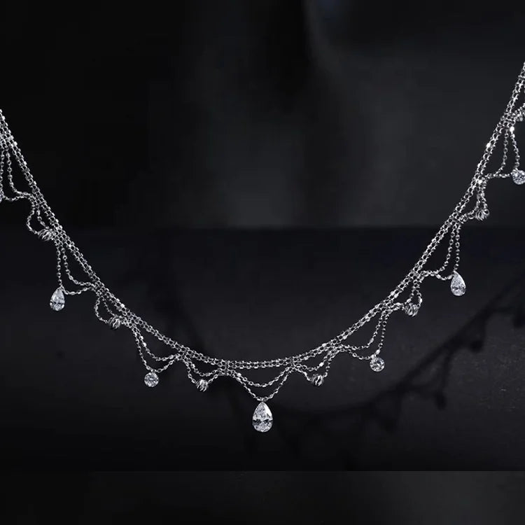 The Original Debut Lace and Diamond fairy 18k Lace Gold Lab Synthetic Diamond Clavicle Necklace Chain