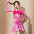 Pink/green/rose Red Summer New Girls' Training Dress Professional Children Latin Skirt