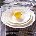 Creative White Flower Ceramic Embossed Dinnerware Set Household Soup Bake Bowl Dishes Tablewares for Dining Table