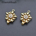 Good Quality Nickel Free Color Remain 18K Gold Rhodium Plated CZ Pave Flower Jewelry Necklace Bracelet Connector Box Clasps