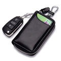 Genuine Leather Key Organizer Leather Portable and Large Capacity Car Key Bag Waist Belt Hanging Key Storage Box for Men Women