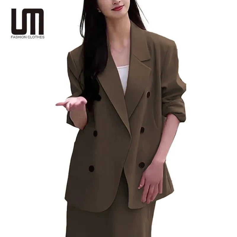 Liu Ming 2025 Custom Logo Spring Autumn Women Elegant Suits Fashionable Blazer and Skirt Set