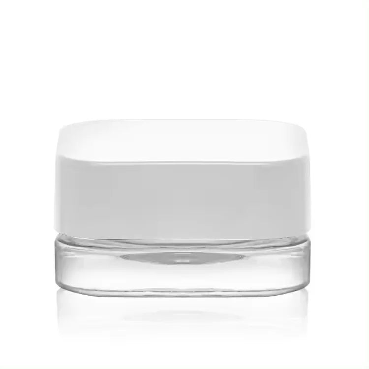7ml Premium Glass Container with Child Proof Clear Glass White Plastic Lid Eye Cream Cosmetic Storage Square CRC Jar Food Use