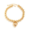 Punk Metal Gold Plated Big Heart Pendant Choker Necklace for Women Handmade Heavy CCB Beads Chain Necklace African Jewelry