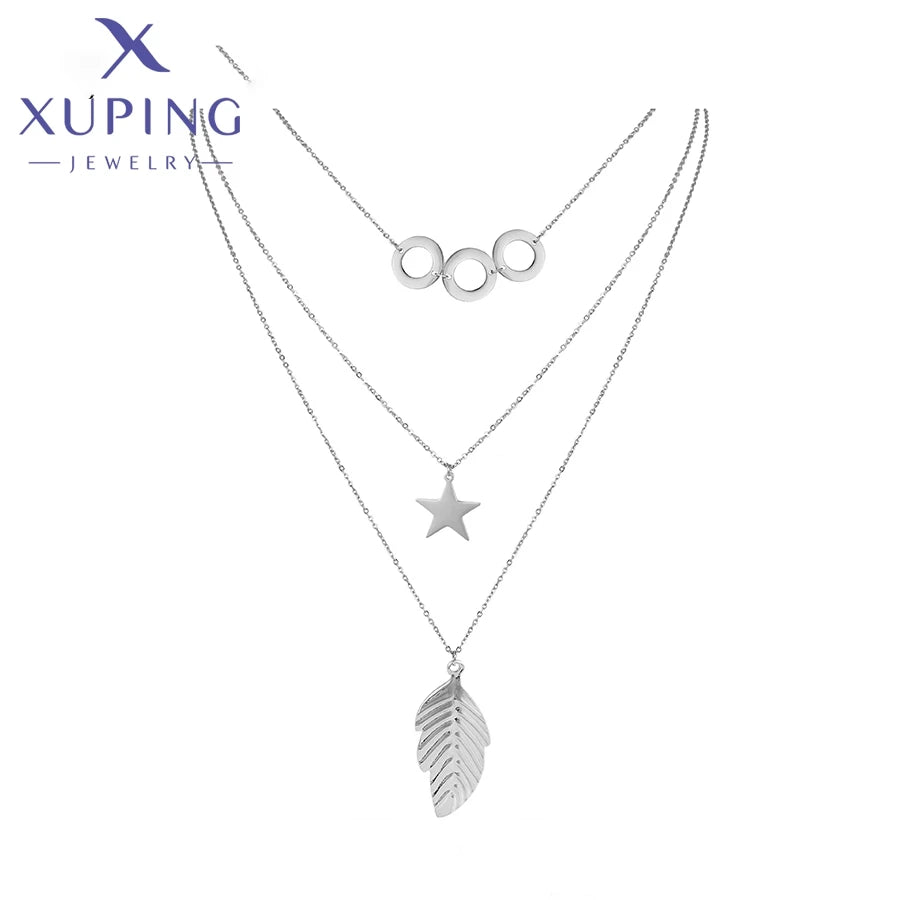 Necklace-00933 XUPING JEWELRY Fashion Custom Necklaces Stainless Steel Jewelry Necklace for Women Quality Layered Necklace