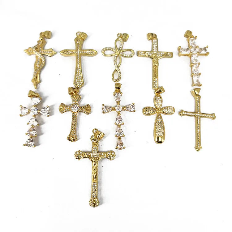 CZ8389 New Model CZ Diamond Mirco Pave Cross Charms Pendant Christian Religion Jewelry Findings