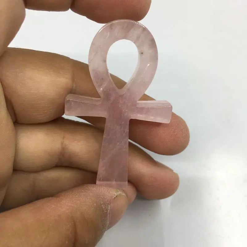 Wholesale Natural Obsidian Ankh Cross Pendant Egyptian Key of Life Crystal Polished Jewelry Gift