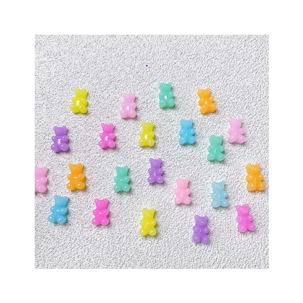 100Pcs/Lot 8*10*17MM Colorful Resin Candy Gummy Bear Flatbacks Cabochons for Scrpabooking Phone Case Jewelry Making Supplier