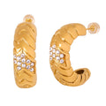Hot Fashion Trend Stainless Steel 18K Gold Plated Metallic Chunky Hook-Ups Stud Earrings for Women