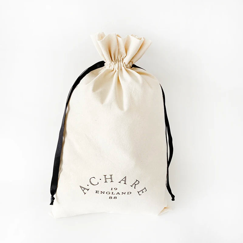 Custom Logo and Design 25x40cm Natural Drawstring Cotton Skincare Dust Bags for Cosmetics