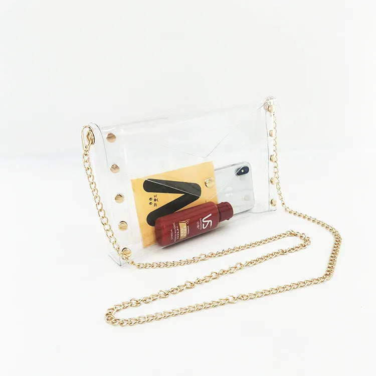 Jelly Clear Phone Bags for Women Riveted Envelope Mobile Phone Bag Crossbody Cell Phone Bag for Women Custom logo