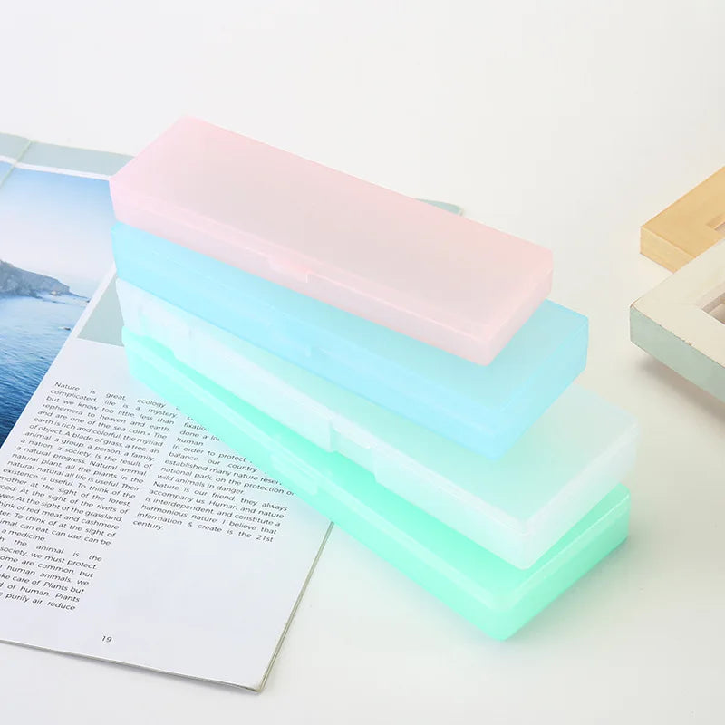 Wholesale Creative Plastic Transparent Frosted Pencil Case Multi-Use Stationery Storage Box for Students