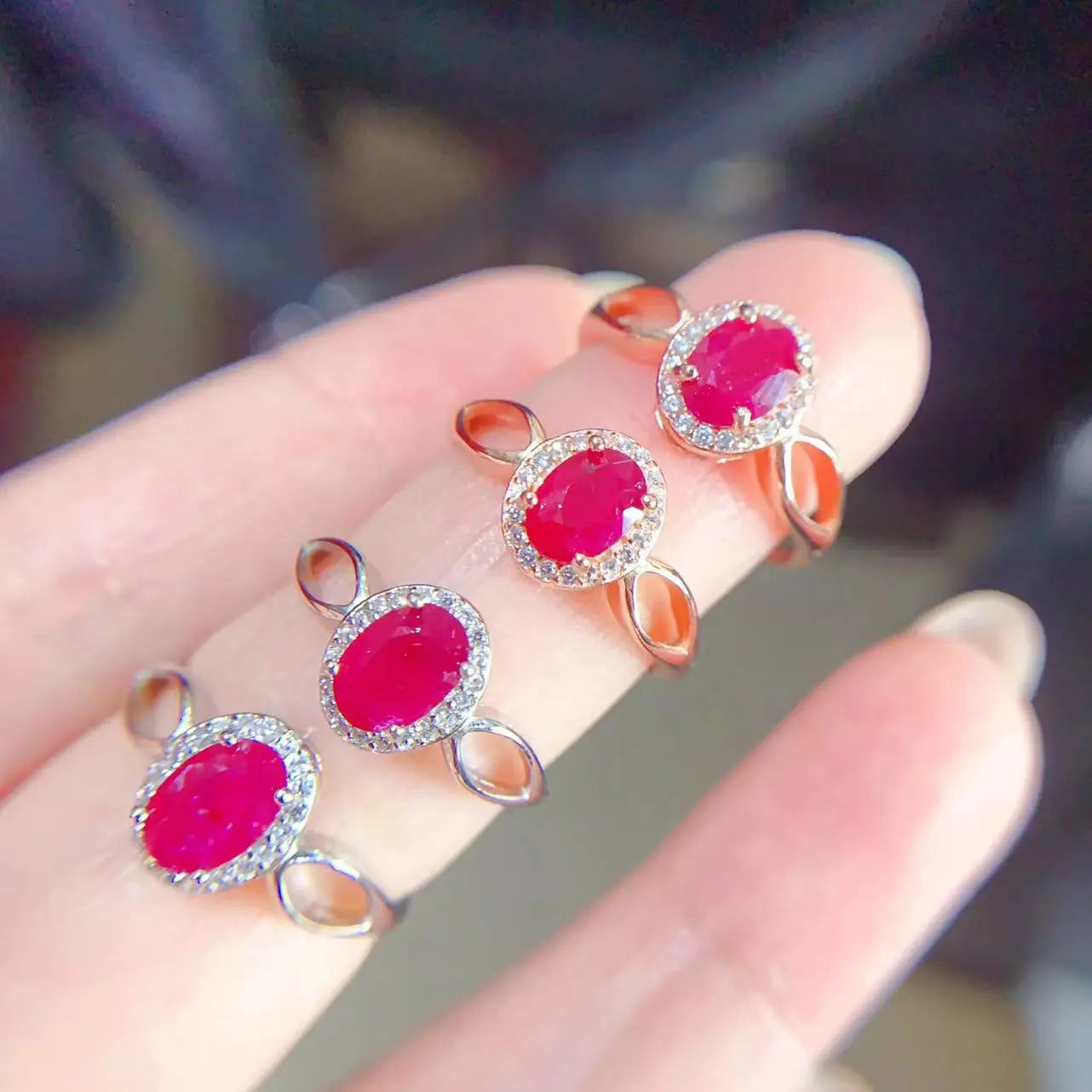 Wholesale Brand Classic Couple 925 Sterling Silver Rose Gold Oval Cut Natural Ruby GIA Certified Engagement Custom Rings for