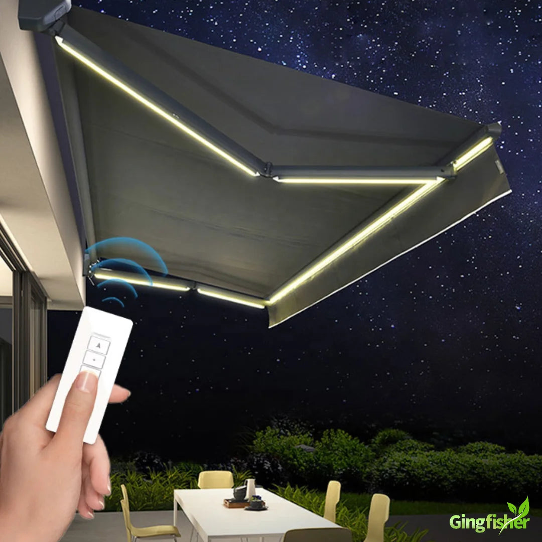 Smart Motorized Retractable Aluminum Alloy Awning Remote Control LED Lights Custom Colors Polyester Sail-Anti-UV Windproof