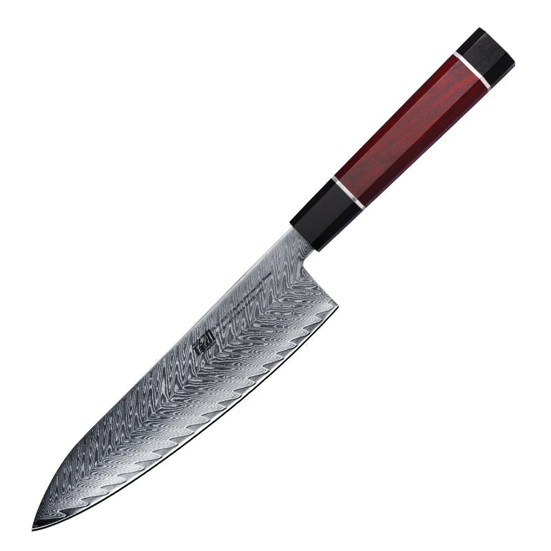 FINDKING New Red Samurai Series 8 Inch Professional Custom AUS-10 67 Layers Damascus Steel Kitchen Chef Knife