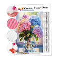 Custom 5D DIY Diamond Painting Set Printed Pink Blue Hydrangeas in Vase Full Drill Cross Stitch Home Decor