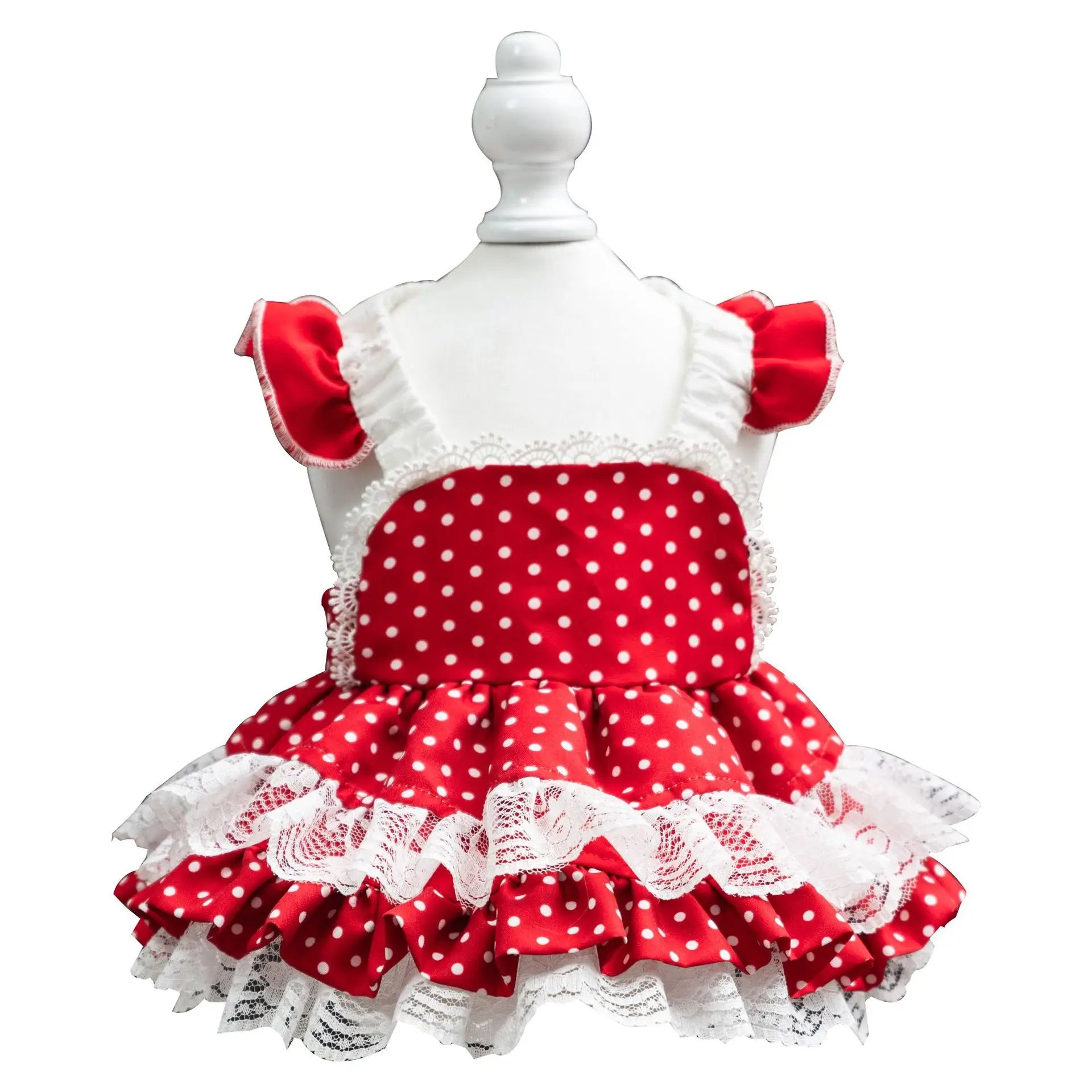 Luxury Classic Red Polyester Skirt Princess Dress for Dogs Summer Wedding Girl's Pet Clothes