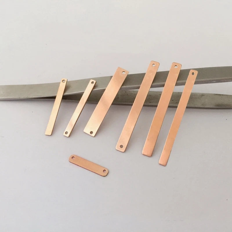 Classic Rose Gold Filled Bracelet Bar Charms Connectors Custom Engravable for Diy Jewelry Making
