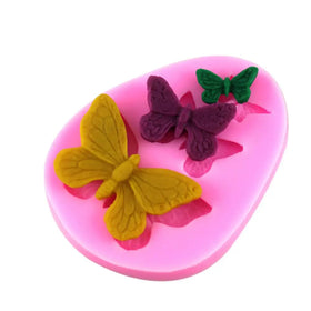 Non Stick DIY Tool for Cake Decorating Polymer Clay 3 Holes Butterfly Silicone Cake Baking Fondant Mold