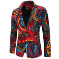 Abstract Printed Floral Brazer Men 2021 New Linen Slim Party Single Breasted Mens Suit Jacket Casual Blazers Coat